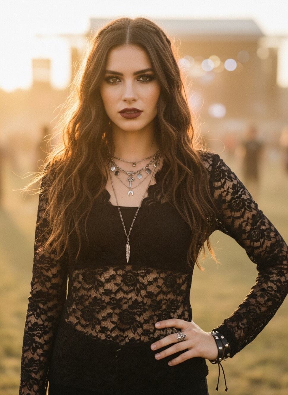 Black Lace Long Sleeve Blouse